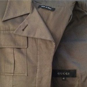 GUCCI Olive green cotton/silk blend jacket